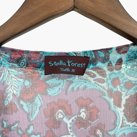 Stella Forest Blue Floral Silk Tunic Dress - Picture 3 of 9